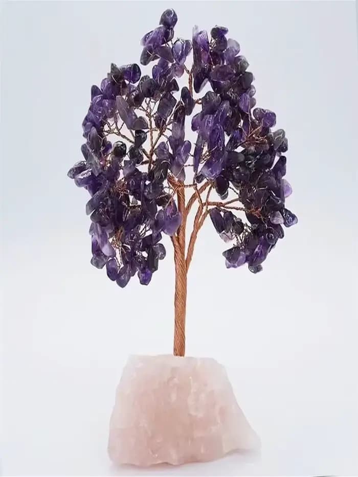 Arbre porte-bonheur en cristal de quartz naturel de 12 cm