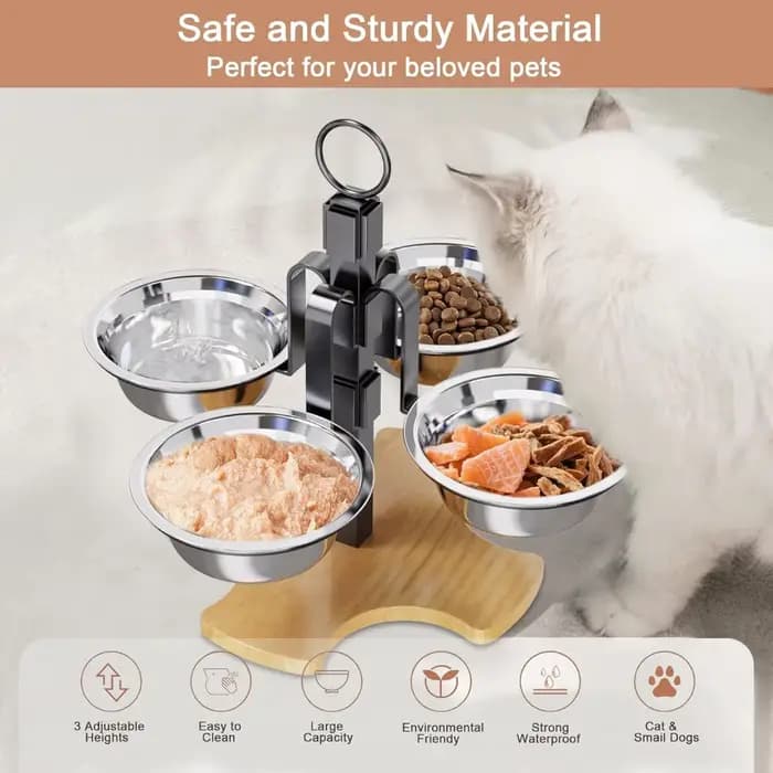 Ensemble d'alimentation et de boissons à hauteur réglable pour chiens et chats