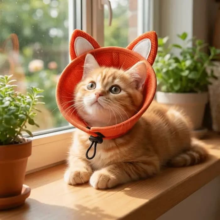 Collier Élisabeth Réglable pour Chat, Anti-Morsure, Doux, Protection du Cou, Forme Animale, Respirant, Collier Anti-Léchage pour Chien