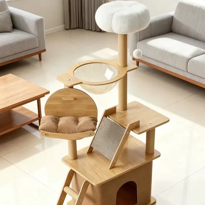 Arbre à chat en bois massif