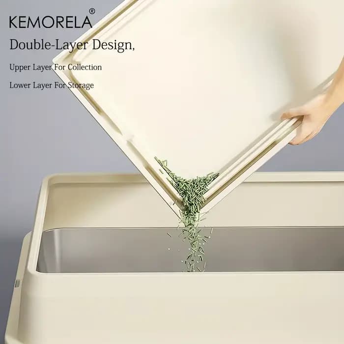 KEMORELA Extra grande bac à litière pour chat en acier inoxydable avec couvercle-litière fermée tapis