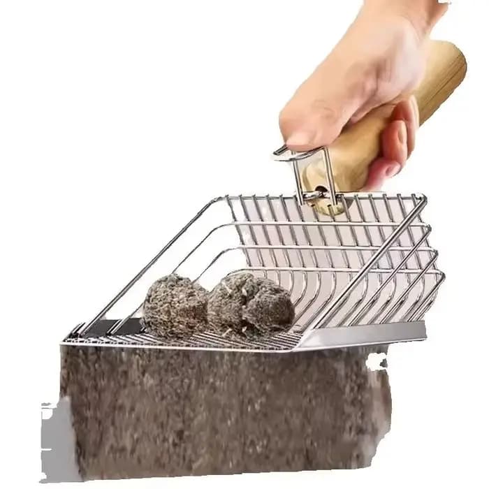 Pelle à litière pour chat avec manche en bois, pelle en métal avec crochet, outil de nettoyage portable en acier inoxydable pour toilettes de chatons, produits pour animaux de compagnie
