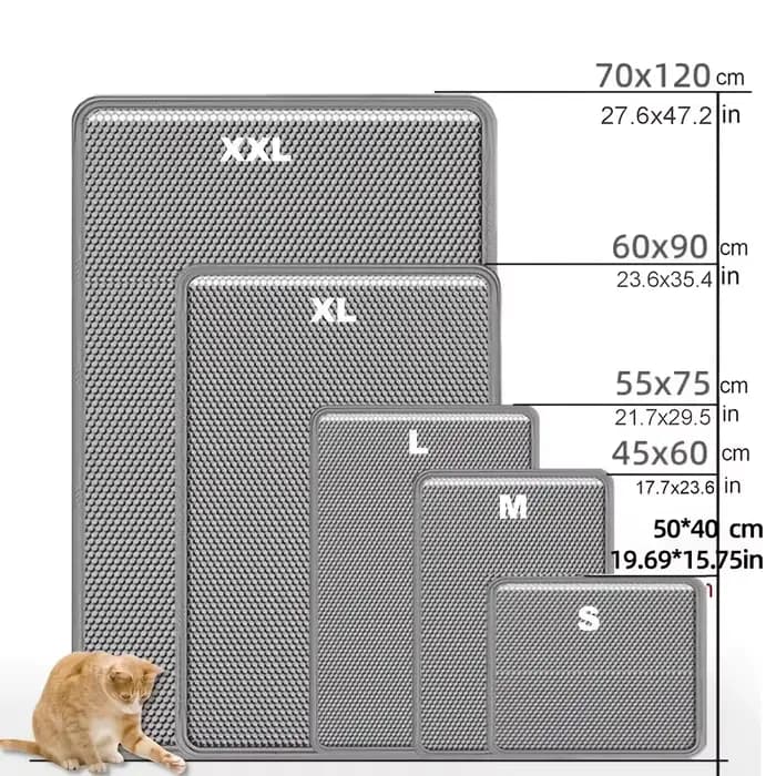 1 tapis à litière pour chat à double couche