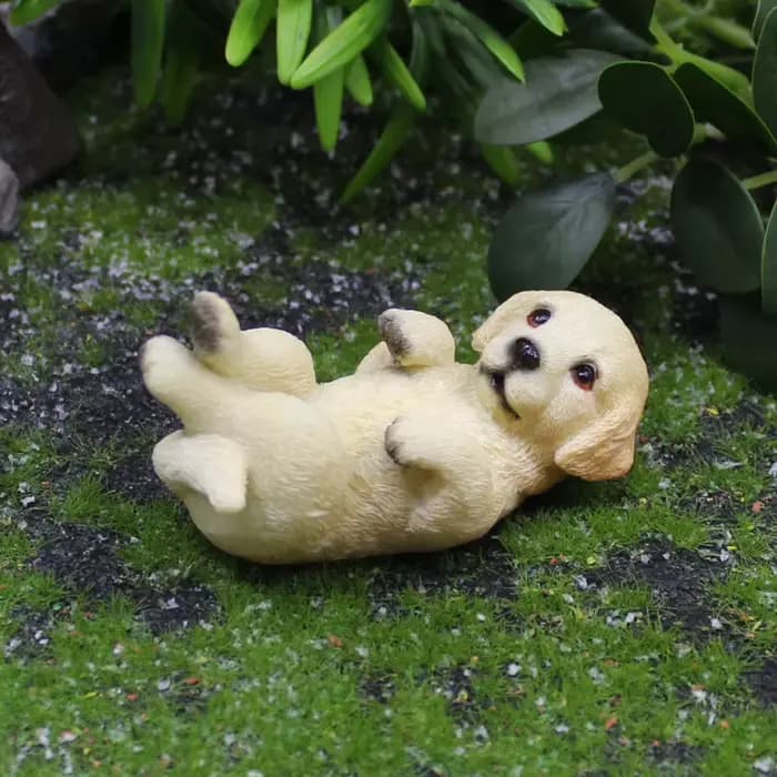 Figurine Miniature réaliste de chien de chiot de Golden Retrievers pour les décorations de maison et de jardin en résine