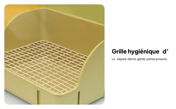 Bac à litière d'angle pour lapins, hamsters, furets, cochons d'Inde et petits animaux – Plateau urinoir pour cage