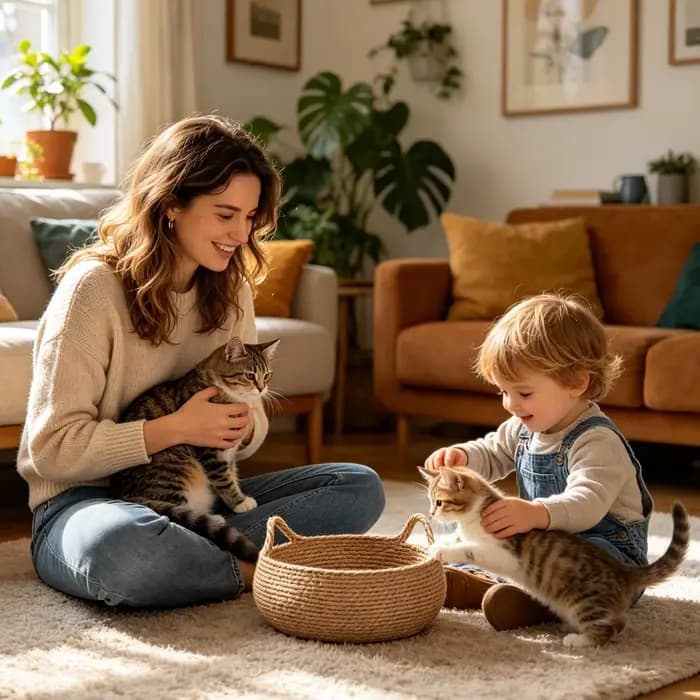 Panier pour chat en rotin respirant