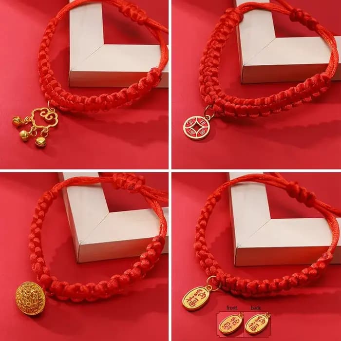 Collier Tressé en Corde Rouge pour Chat Chinois