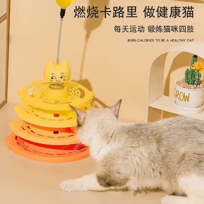 Jouet pour chat pour l'auto-entretenissement et la stimulation, gadget interactif pour chat à quatre niveaux, fournitures pour chats