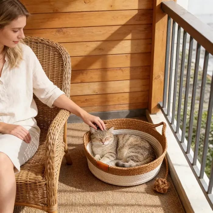 Panier Instinct pour chats en corde de coton tressée à la main