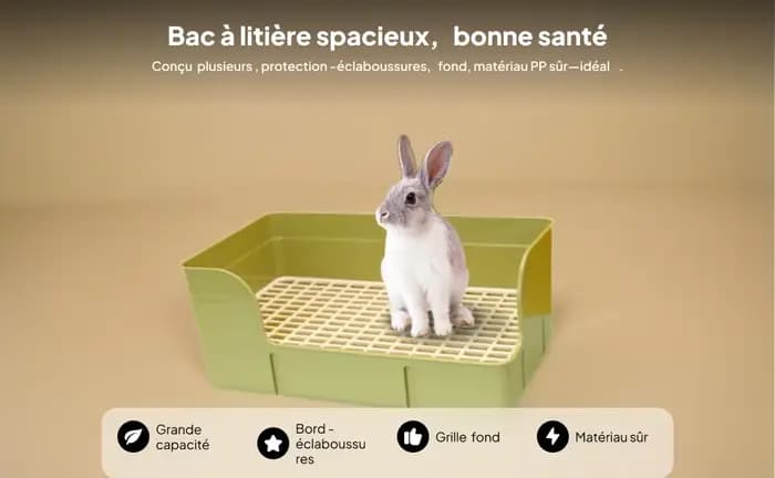 Bac à litière d'angle pour lapins, hamsters, furets, cochons d'Inde et petits animaux – Plateau urinoir pour cage