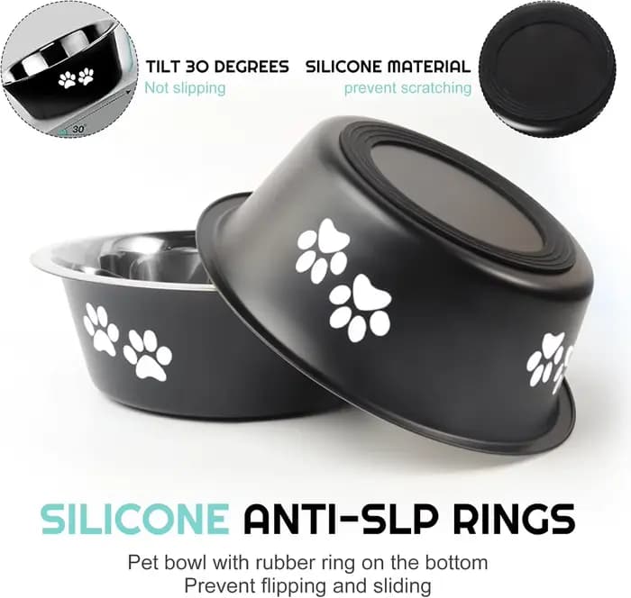 Lot de 2 gamelles pour animaux de compagnie en acier inoxydable