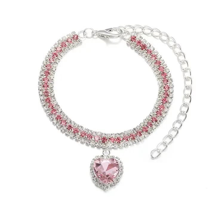 Collier de luxe en diamant pour animaux de compagnie, pendentif d'amour mignon, collier pour chien et chat, accessoires pour chiots, collier en cristal scintillant pour chat