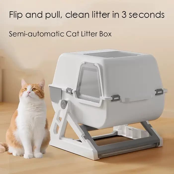 Bac à litière semi-automatique pour chat