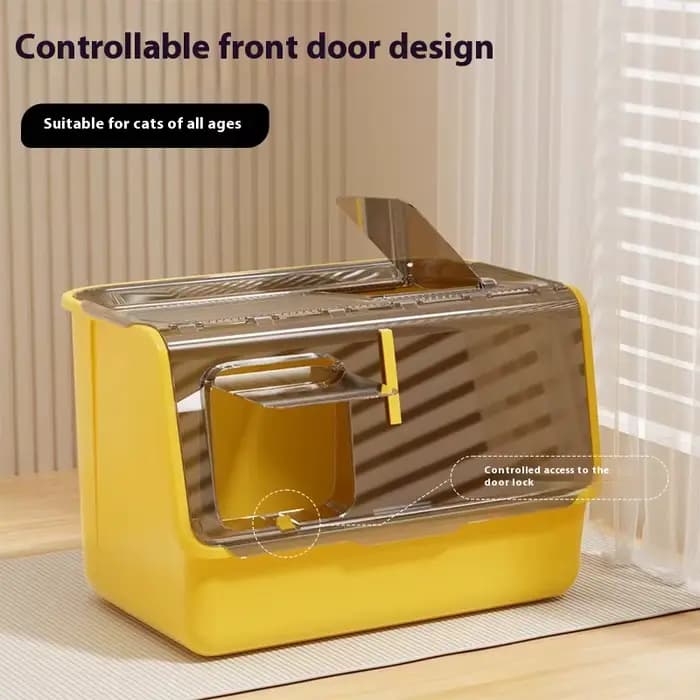 Bac à litière pour chat entièrement fermé, Extra Large, Anti-éclaboussures, Anti-odeur, empêche le suivi de la sortie supérieure, toilettes pour chaton
