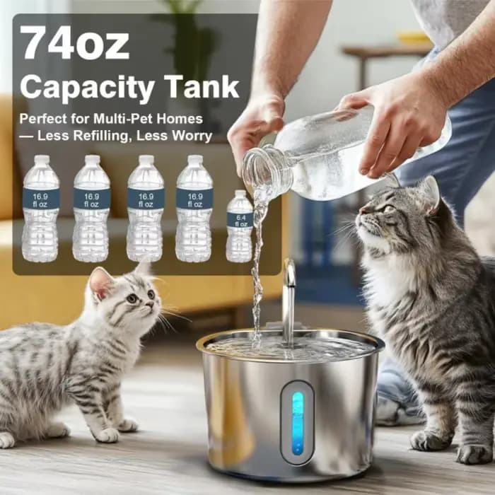 Fontaine d'eau en acier inoxydable pour chat et chien