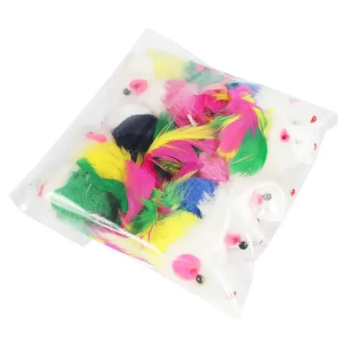 Jouets pour chat mignon en polaire douce, fausse souris, chaton, jouet amusant avec plumes colorées, jouet interactif pour chat, accessoires pour chat