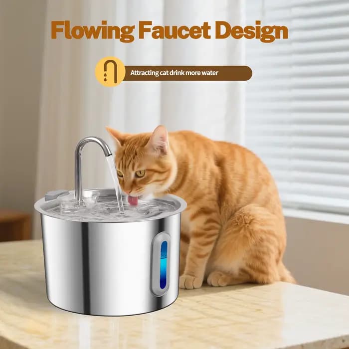 Fontaine d'eau pour chat en acier inoxydable