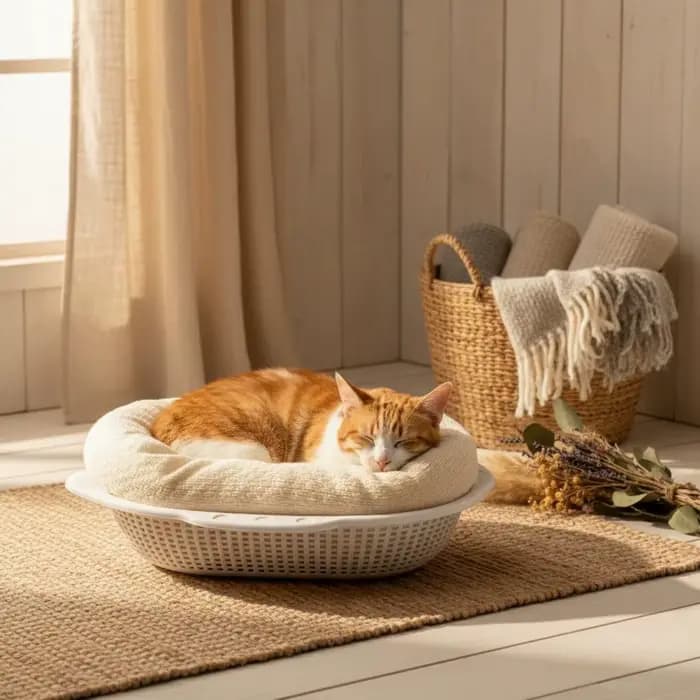 Lit pour chat respirant et épaissi avec tapis, panier rafraîchissant d'été pour animaux de compagnie, literie confortable et douce pour chats