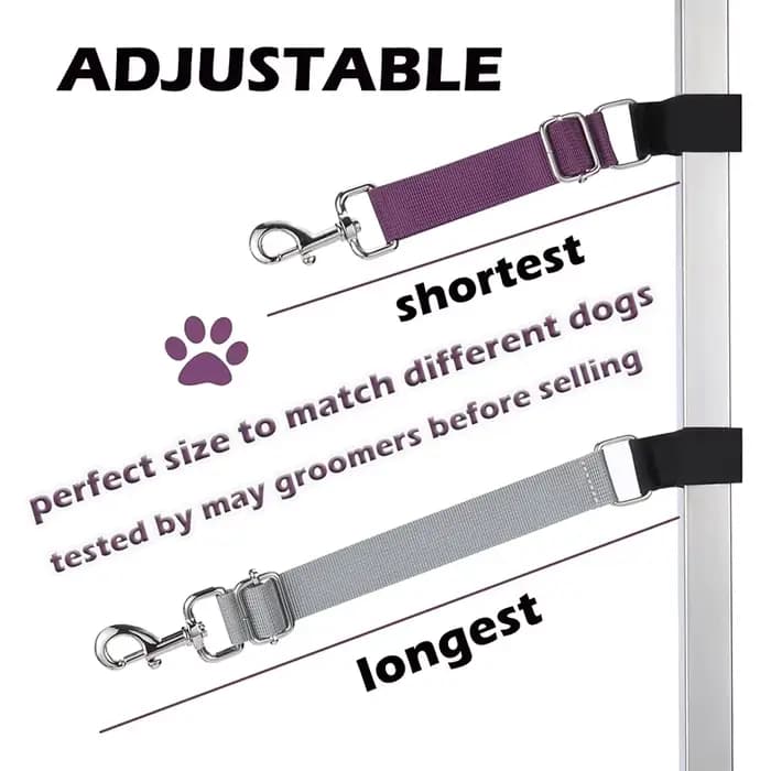 2 pièces accessoires de bras de laisses de base de toilettage de chien de compagnie, sangles d'extension de boucles d'animaux réglables pour la coupe de toilettage de bain