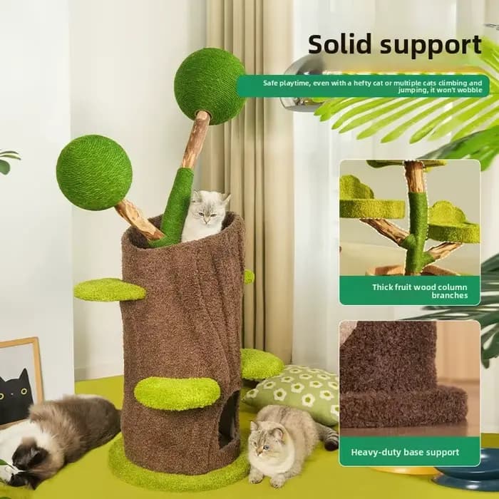 Arbre à chat en bois massif avec lit creux