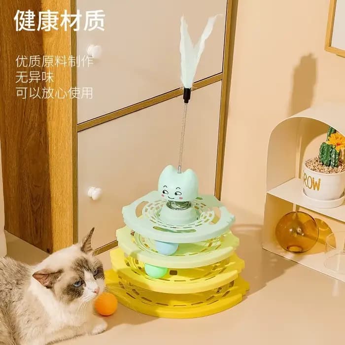Jouet pour chat pour l'auto-entretenissement et la stimulation, gadget interactif pour chat à quatre niveaux, fournitures pour chats