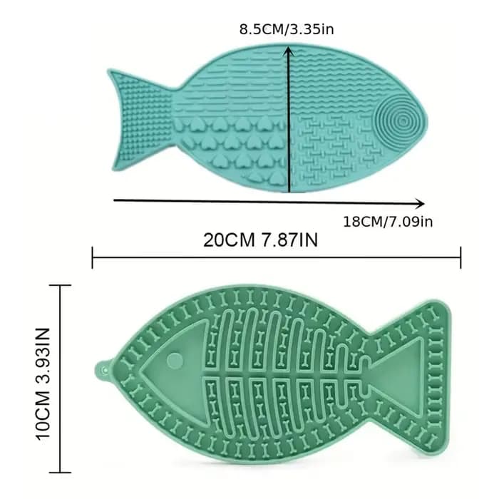 Tapis interactif de léchage de chatons en forme de poisson avec ventouses-tapis d'alimentation pour animaux de