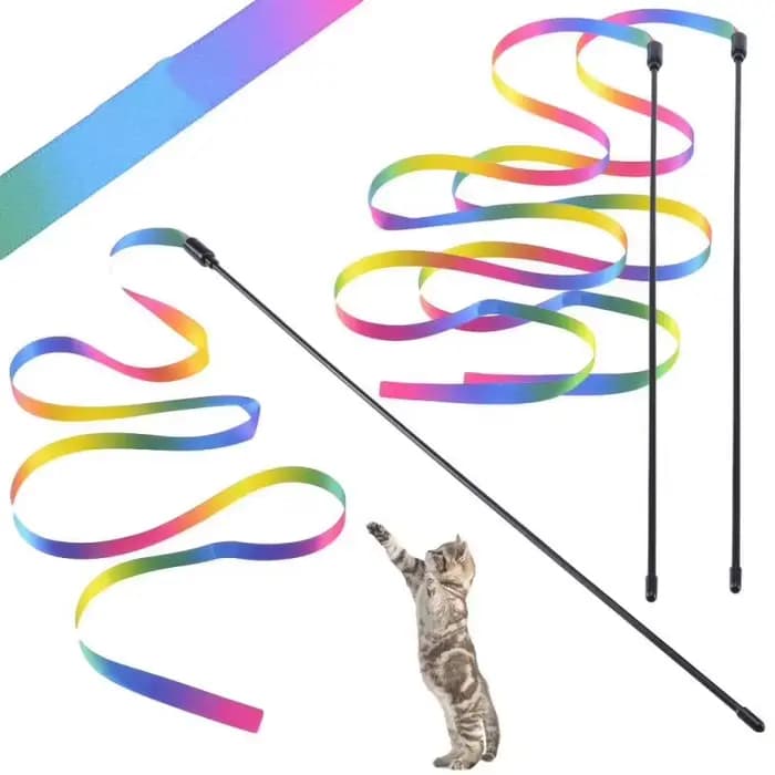Jouets interactifs pour chat avec ruban coloré