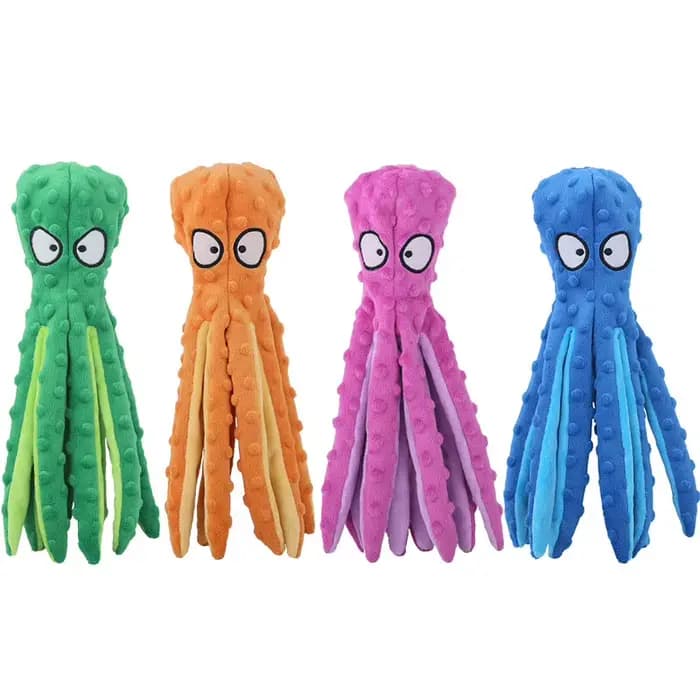 Jouet en peluche pieuvre mignon pour chien, jouet à mâcher couineur durable, jouet interactif de puzzle pour la dentition, pour petits et moyens chiens, chats, fournitures pour animaux de compagnie