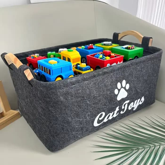 Panier de rangement élégant en feutre pour jouets d'animaux de compagnie