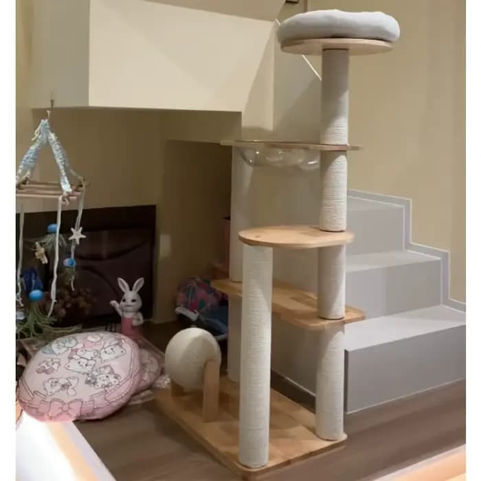 Maison pour chat en bois moderne en faux rotin