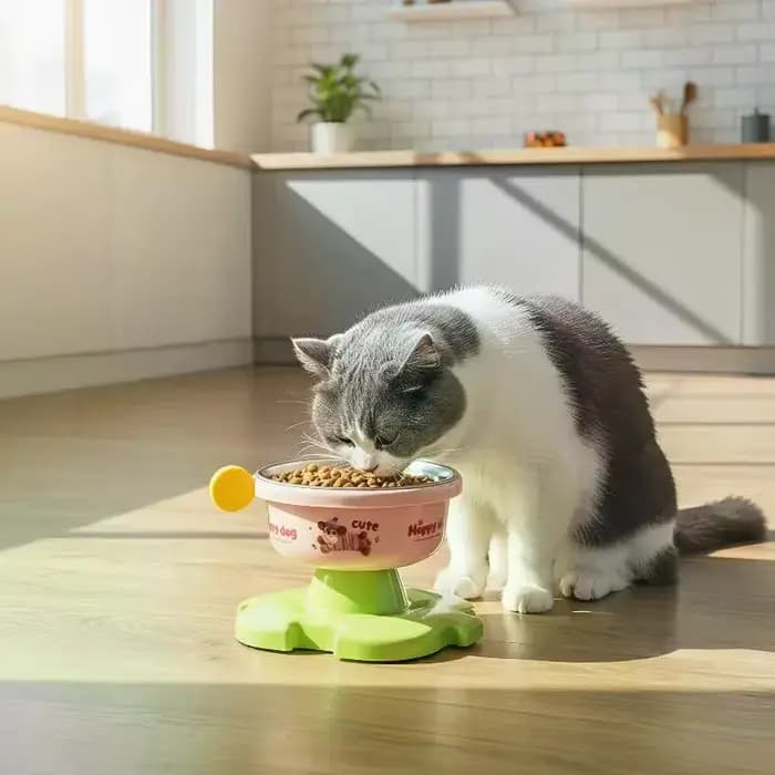 Bol pour animaux de compagnie en acier inoxydable durable avec hauteur réglable et antidérapant pour chats