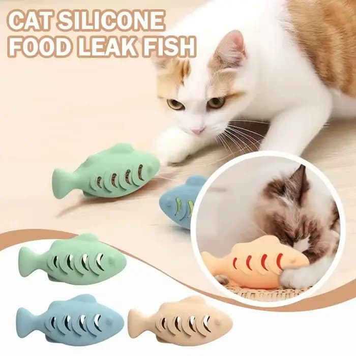 Jouet pour chat en silicone en forme de poisson