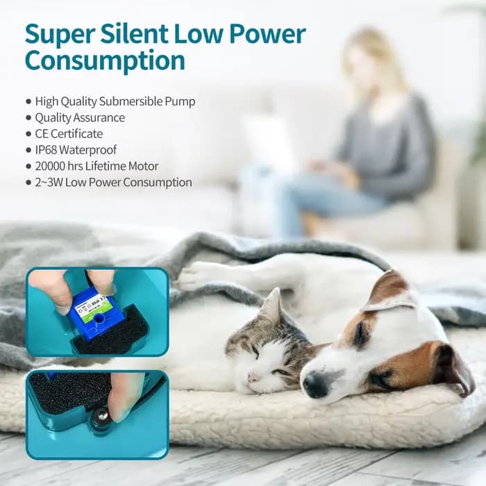 Fontaine à eau pour chat, filtre automatique, éclairage LED, USB, électrique, silencieux, bol d'abreuvoir pour chat, 2l, recirculaire, distributeur d'eau