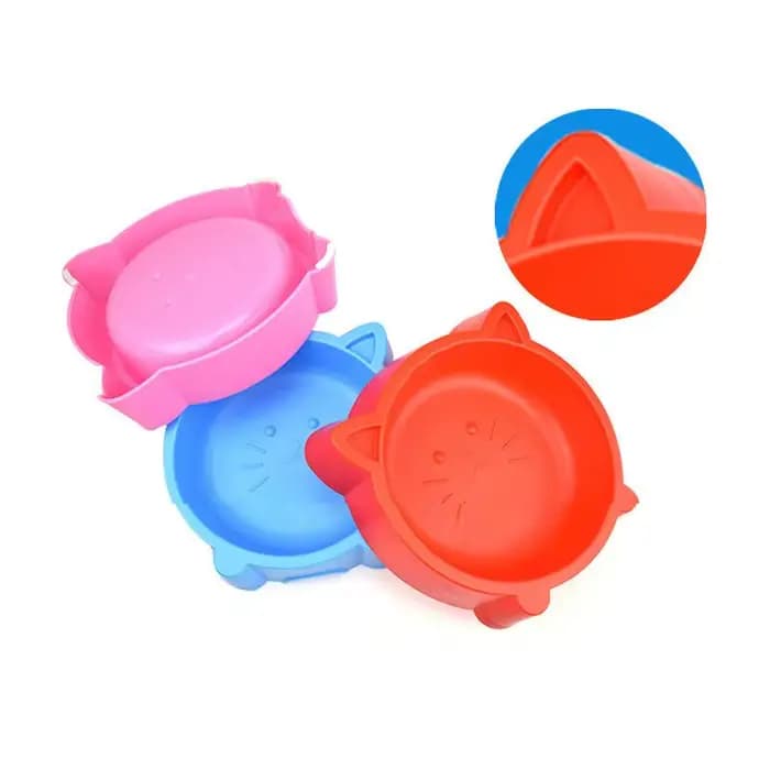 Bol pour animaux de compagnie avec design oreilles de chat mignonnes - Distributeur de nourriture et d'eau en plastique