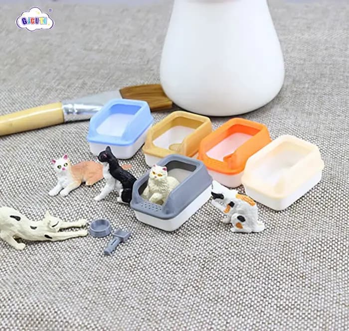Litière Miniature pour Chat, Maison de Courses, Modèle de Mini Pelle, Fournitures pour Animaux de Compagnie, Beurre, Bricolage, Accessoires de Décoration, Jouet, 3 Pièces/Ensemble, 1:12
