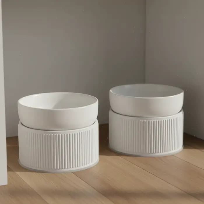 Bols en céramique pour nourriture et eau pour chat, faciles à nettoyer, double bol en céramique pour chat, station d'alimentation surélevée pour chatons