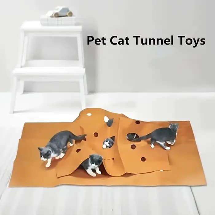 Tunnel interactif pour chat avec tapis de jeu