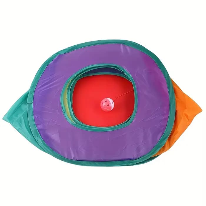 Tunnel carré pliable arc-en-ciel pour chat