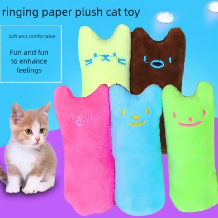 Jouet interactif en peluche à la menthe pour chats, amusant, vocal, pour la dentition, avec griffes, accessoire de jeu pour chatons