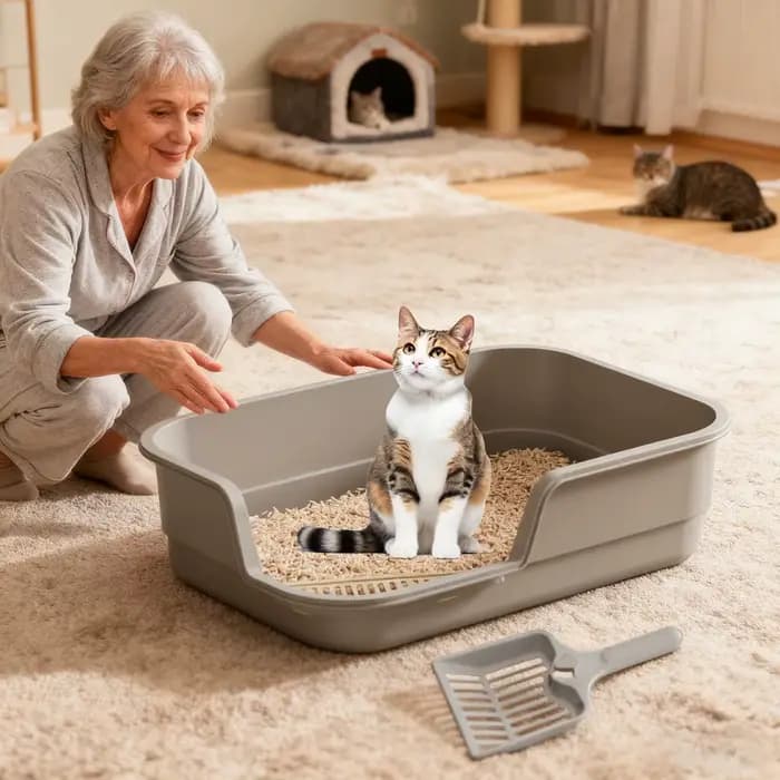 1 bac à litière anti-éclaboussures pour chat