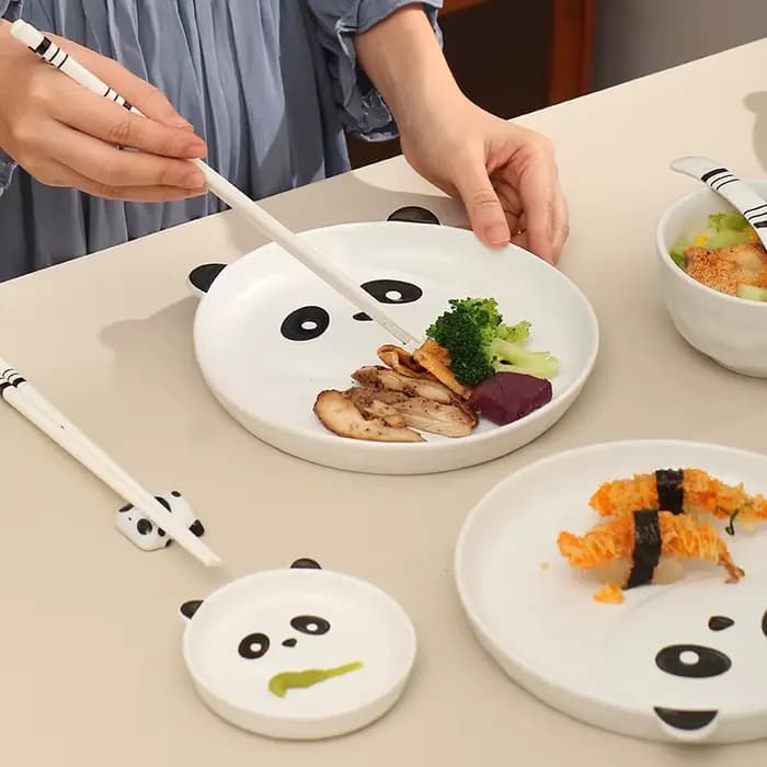 Bols en céramique créatifs assiettes dessin animé panda vaisselle mignon