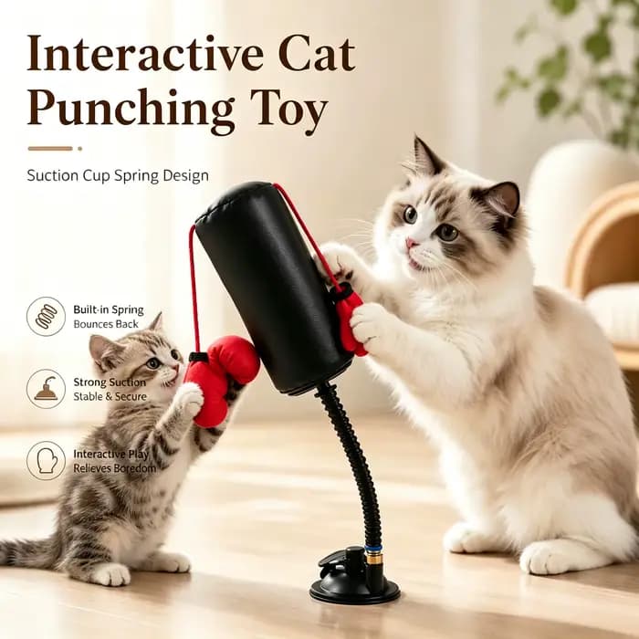 Jouet de boxe pour chat avec gants de boxe suspendus – Amusant