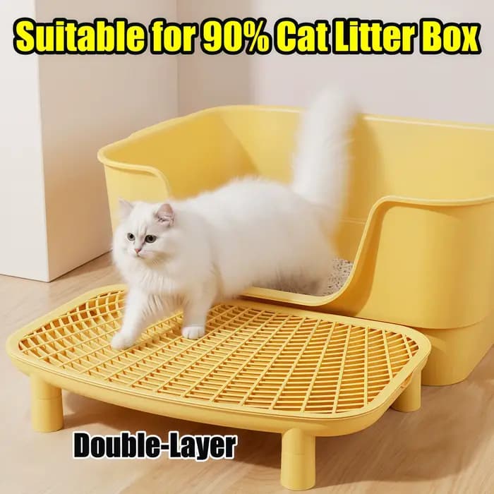 Bac à litière pour chat Tapis de sable avec filtre double couche Conception anti-fuite