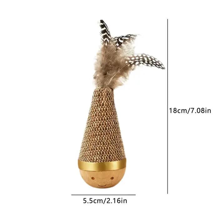 Jouet pour chat en sisal Roly Poly avec plume sur le dessus