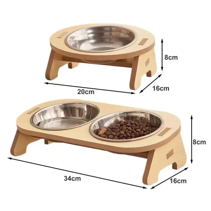 Mangeoire pour animaux de compagnie Double bol de nourriture pour chat avec conception Anti-coups récipient