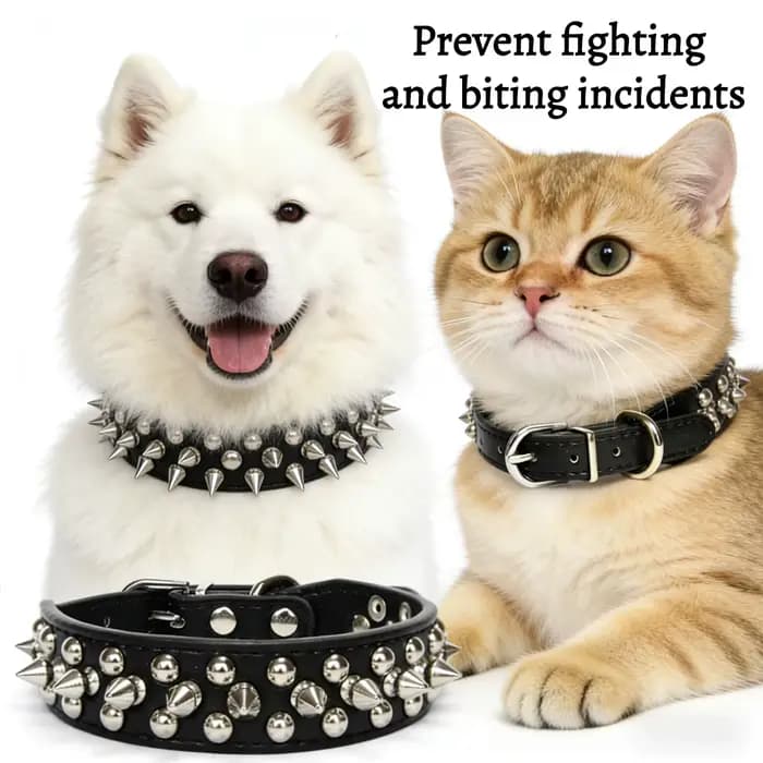 Collier en cuir pour animaux de compagnie, 1 pièce, pour mini chiens et chats, style punk avec design à rivets, empêche les animaux de se chahuter et de se mordre.