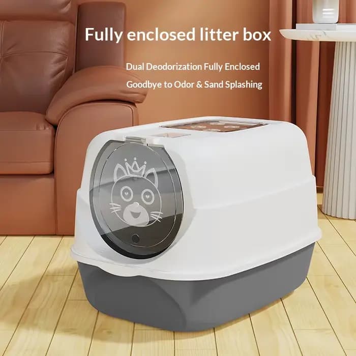 Bac à litière pour chat autonettoyant automatique couvert fermé grand XXL anti-éclaboussures contrôle des odeurs sans poussière facile à nettoyer tapis de capot de confidentialité