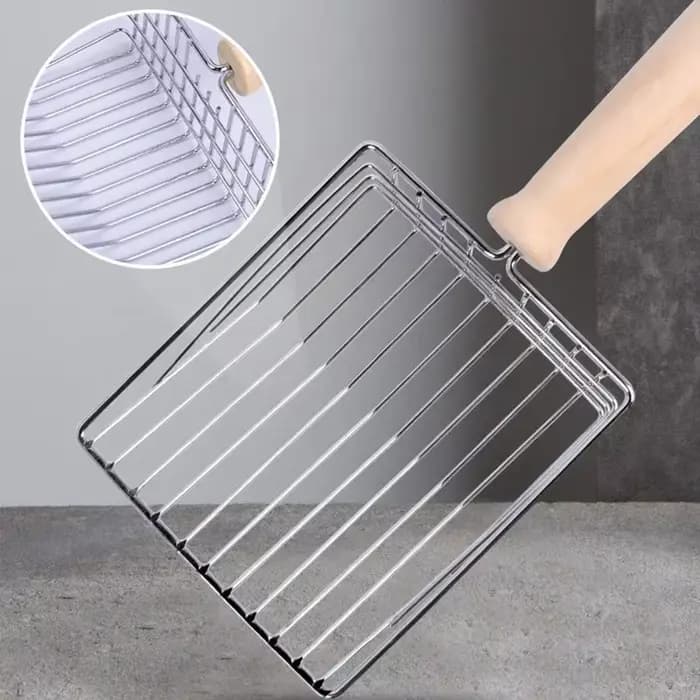 Pelle à litière pour chat avec manche en bois