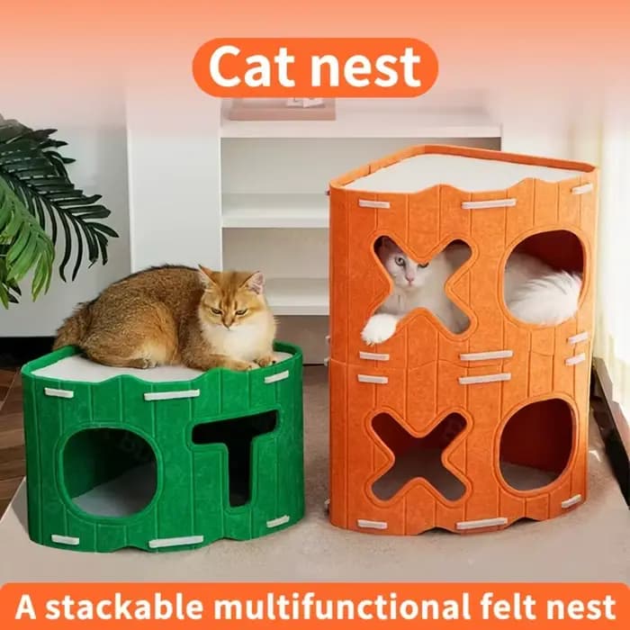 KEMORELA Lit pour chat multi-niveaux en forme de tronc d'arbre