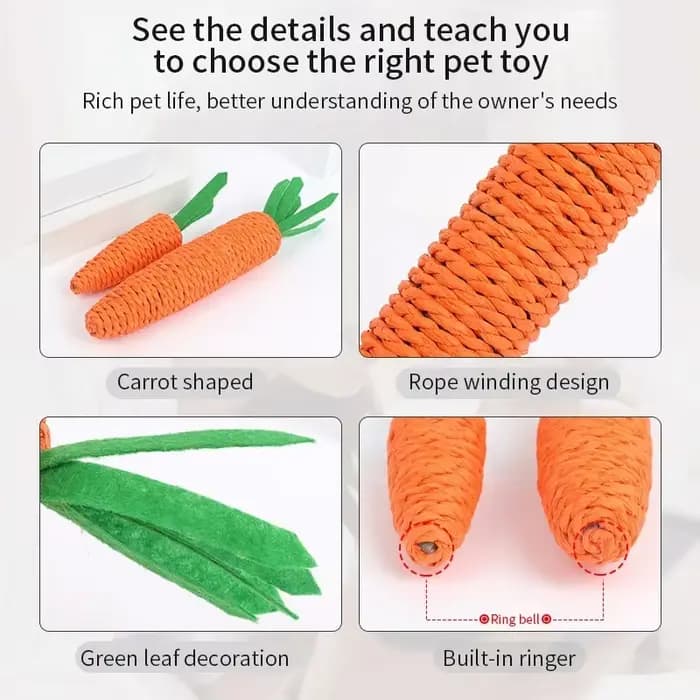 Jouet pour chat, son de carotte, produits pour animaux de compagnie, corde en papier résistante aux morsures, grattoir, dents propres, jeu interactif, jouet à mâcher pour chat
